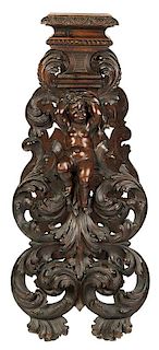 Fine Baroque Style Figural Carved Pedestal