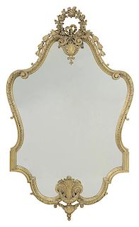 Baroque Style Gilt Wood Cartouche Form Mirror