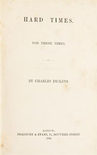 DICKENS, CHARLES. Hard Times. London, 1854. First book edition.