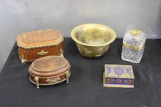 Lot of Decorative Antique Boxes & Baccarat.