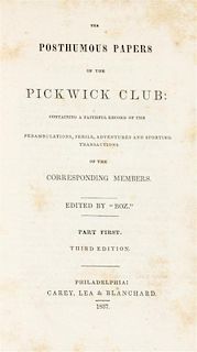 DICKENS, CHARLES. The Posthumous Papers of the Pickwick Club. Philadelphia, 1837. 5 vols. Mixed editions.