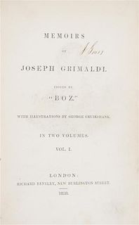 DICKENS, CHARLES. Memoirs of Joseph Grimaldi. London, 1838. 2 vols. With autographed note signed, J. Grimaldi, London, 1823.