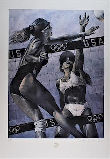 Stephen Holland "Womens Beach Volleyball" Limited Edition Lithograph