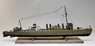 Carved Ships Model of USS Preston 327