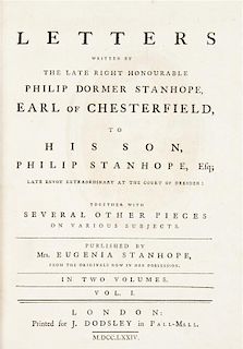 CHESTERFIELD, PHILIPP DORMER STANHOPE. Letters. London, 1774. 2 vols. First edition.