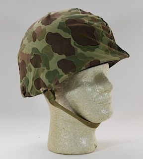 WWII USMC M1 Helmet with Camo Cover