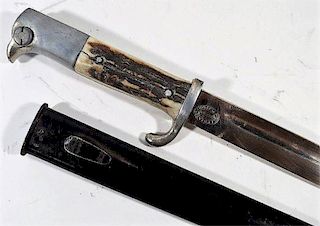 WWII German Stag Handle Bayonet by F. W. HOLLER