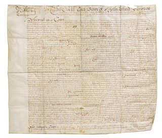 (ENGLISH, MSS) A manuscript legal document transferring property rights. England, 1658.