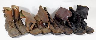 WWII U.S. Army Leather Combat Boots w/ Buckles (4)
