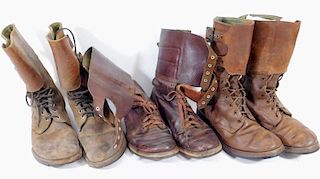 WWII U.S. Army Leather Combat Boots w/ Buckles (3)