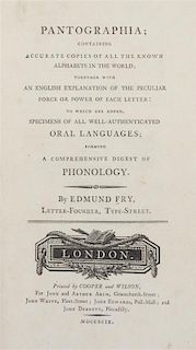FRY, EDMUND. Pantographia; Containing Accurate Copies of all the Known Alphabets in the World... [London], 1799. First edition.