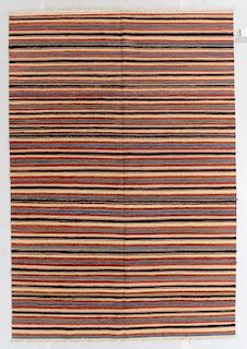 Modern Natural Dye Striped Kilim: 6'1'' x 8'11''