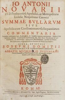 NOVARII, ANTONII. J.V.D. Prothonotarij Apostolici, ac Metropolitanae Ecclesiae Neapolitanae Canonici Summae Bullarum... Rome, 16