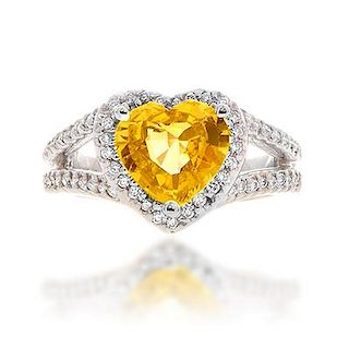 Yellow Sapphire & Diamond Ring