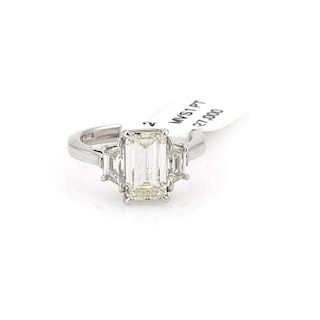 3.12 TCW, Emerald Cut Engagement Ring