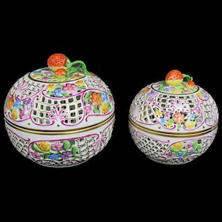 (2) Two Herend Bon Bon Covered Dishes