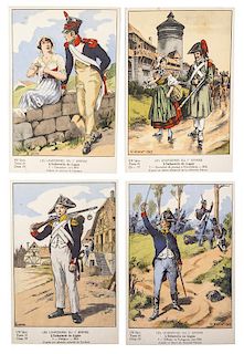 (FRANCE, MILITARY) BUCQUOY, E.L., et al. Five volumes of color postcards from Les uniformes du 1st Empire, c. 1940.