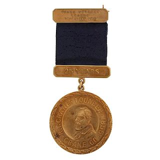 Tiffany & Co. 14 Karat Yellow Gold Crane Co. Medal