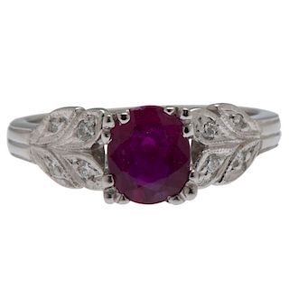 Whitehouse Brothers Platinum Ruby and Diamond Ring