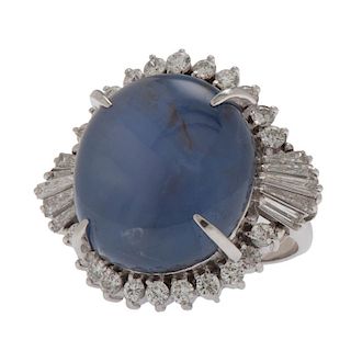 Platinum Star Sapphire and Diamond Ring with GIA Certificate