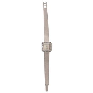 Jaeger-LeCoulture 18 Karat White Gold Wrist Watch With Diamonds