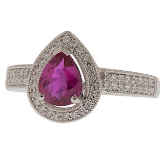 Orianne Platinum Ruby and Diamond Ring with GIA Certificate
