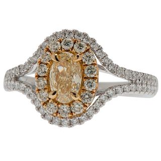 18 Karat Gold Fancy Yellow Diamond Ring with GIA Certificate