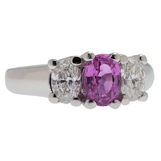 Platinum Pink Sapphire and Diamond Ring