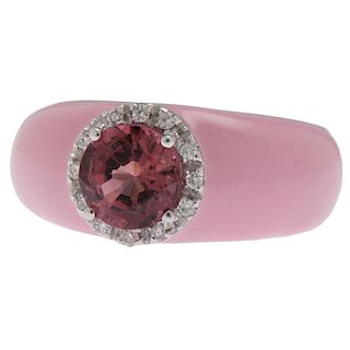 18 Karat White Gold Pink Tourmaline Ring