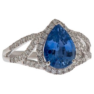 Orianne Platinum Sapphire and Diamond Ring with GIA Certificate