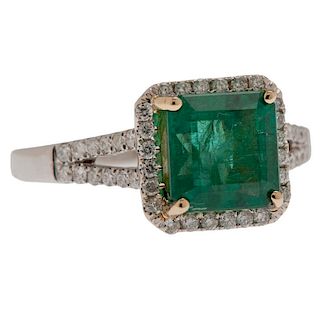 18 Karat Gold Emerald and Diamond Ring