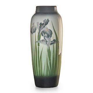 S. COYNE; ROOKWOOD Banded Iris Glaze vase