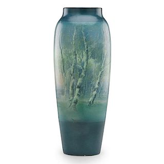 ED DIERS; ROOKWOOD Tall Scenic Vellum vase