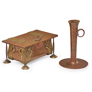 STICKLEY BROTHERS Candlestick and humidor
