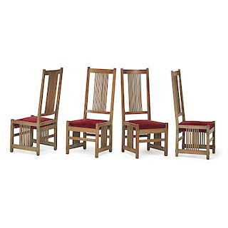 GUSTAV STICKLEY Four spindled side chairs