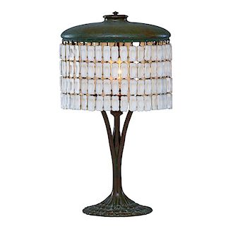 TIFFANY STUDIOS Table lamp with glass fringe