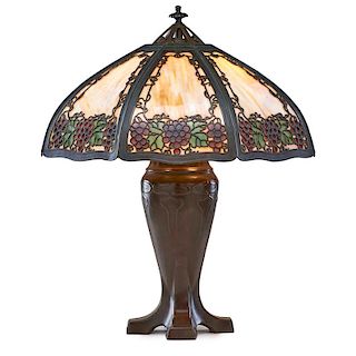 HANDEL Large table lamp w/ grape overlay shade