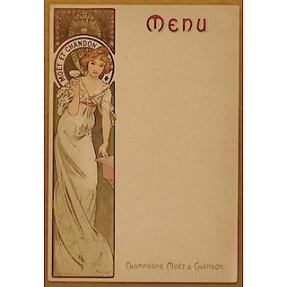ALPHONSE MUCHA Moët & Chandon menu card