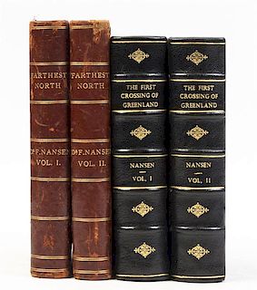 (ARCTIC) NANSEN, FRIDTJOF. Two books in 4 vols. comprising Farthest North, (1898) and The First Crossing of Greenland, (1890).