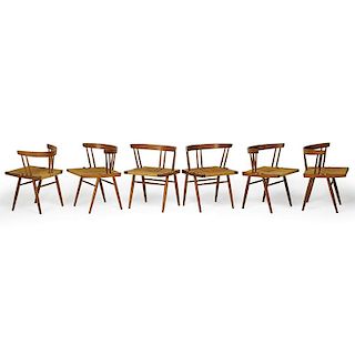 GEORGE NAKASHIMA Six Grass-Seated chairs