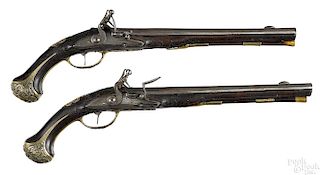 Matched pair of German flintlock horse pistols