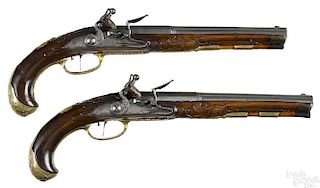 Matched pair of flintlock dueling pistols