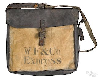 Wells Fargo & Co Express leather & canvas bag
