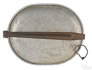 Unusual WWI inscribed mess kit