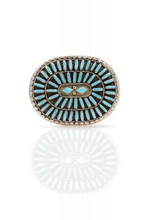 Southwest Silver and Turquoise Buckle
