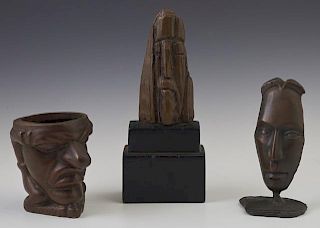 Group of Three Head Items, 20th c., consisting of a Ben Zion, "Head of a Prophet" composition sculpture by Alvin Museum Repro