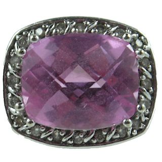 10K White Gold Pink Sapphire Ring