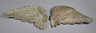 Unusual Pair of Large Zinc Statue Wings, 19th c., with relief feathers, H.- 31 in., W.- 16 1/2 in., (each), D.- 5 in.