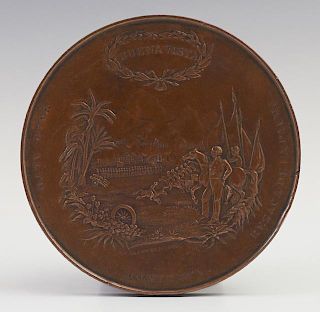 State of Louisiana Bronze Medal, "Zachary Taylor," 19th c. issued in comemmoration of his role in the Mexican war, and the ba
