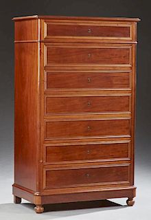 French Louis Philippe Mahogany Semainier, late 19th c., the rounded corner stepped rectangular top over a frieze drawer above